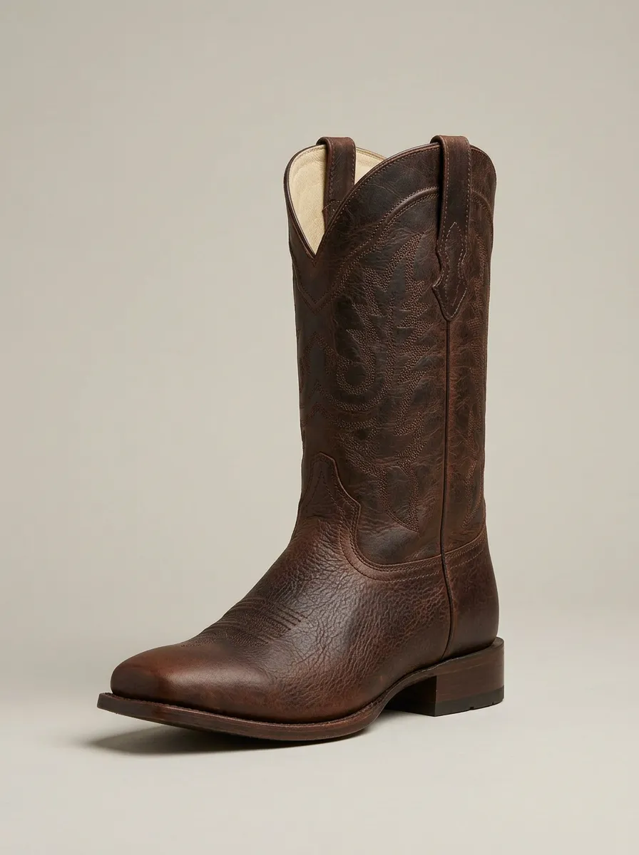Men's Classic Embroidered Square-Toe Western Boots