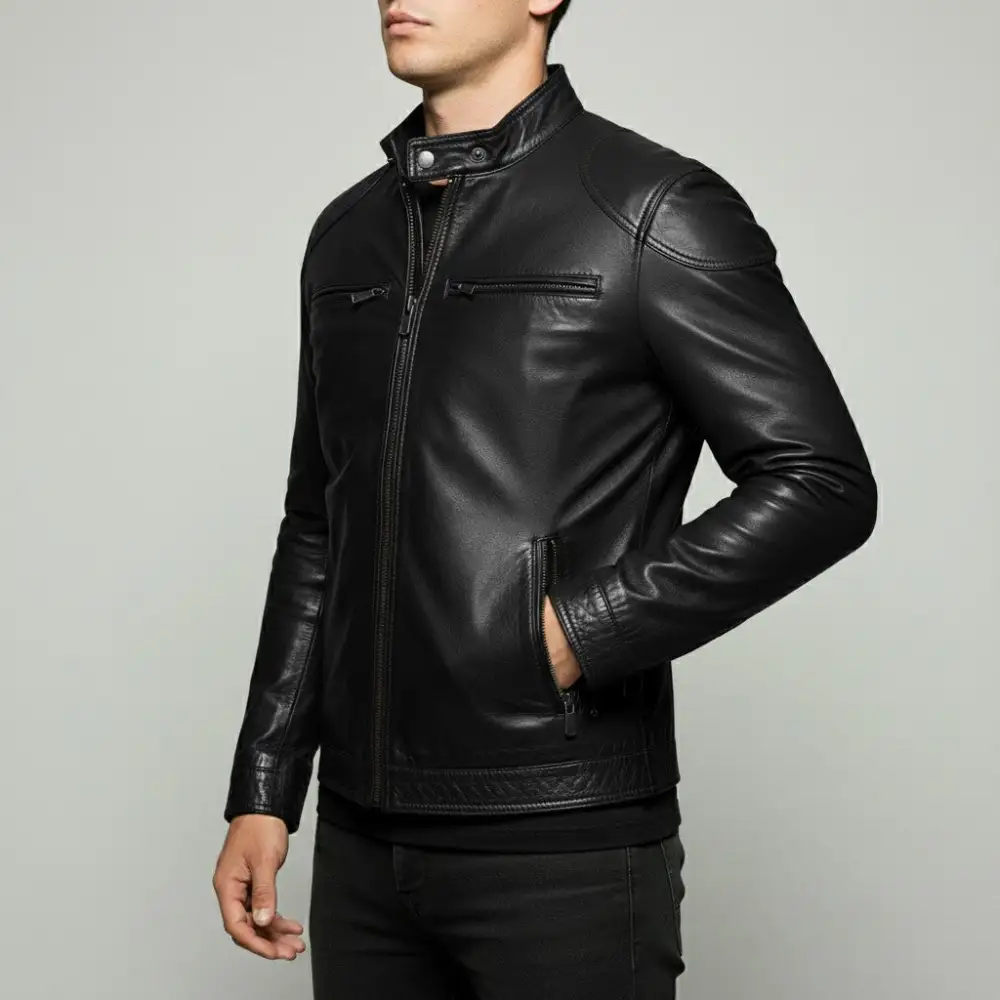 Modern Leather Biker Bomber Jacket