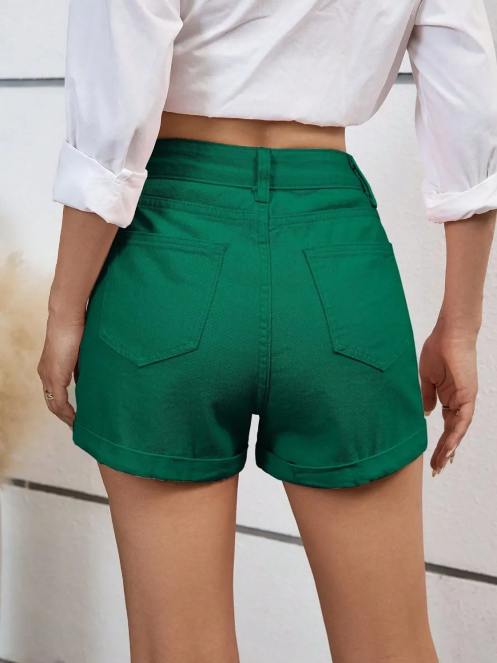 High Waist Shorts Detail Denim Pants