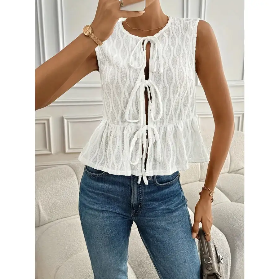 Tied Front Round Neck Tank