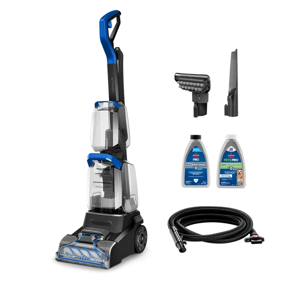 Upright carpet and upholstery cleaner, front view