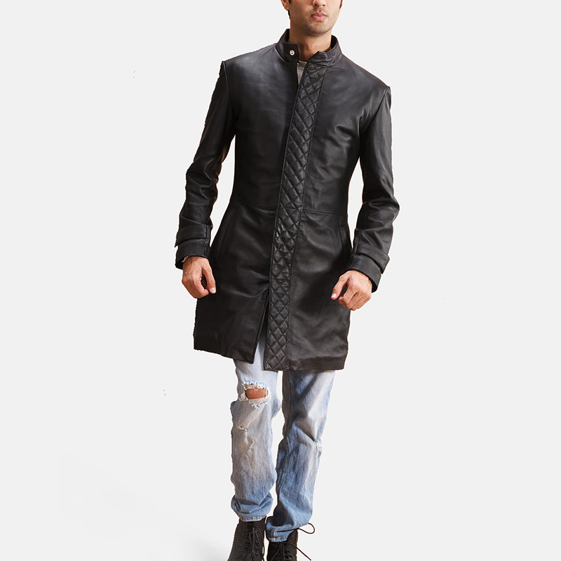 Men's Leather Quilted Coat