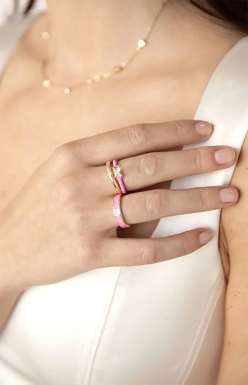 Ettika Pink Ladies Ring Set