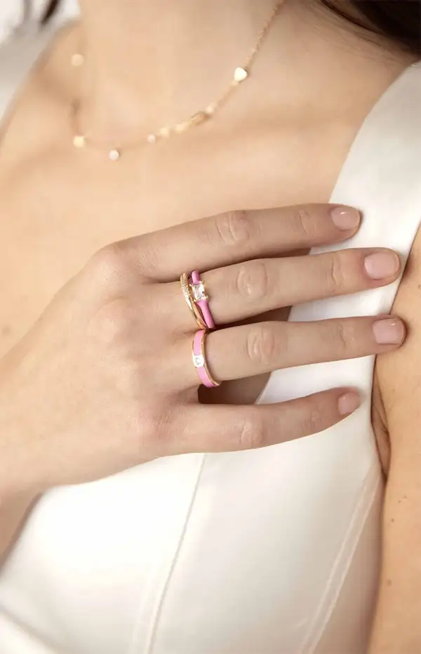 Ettika Pink Ladies Ring Set