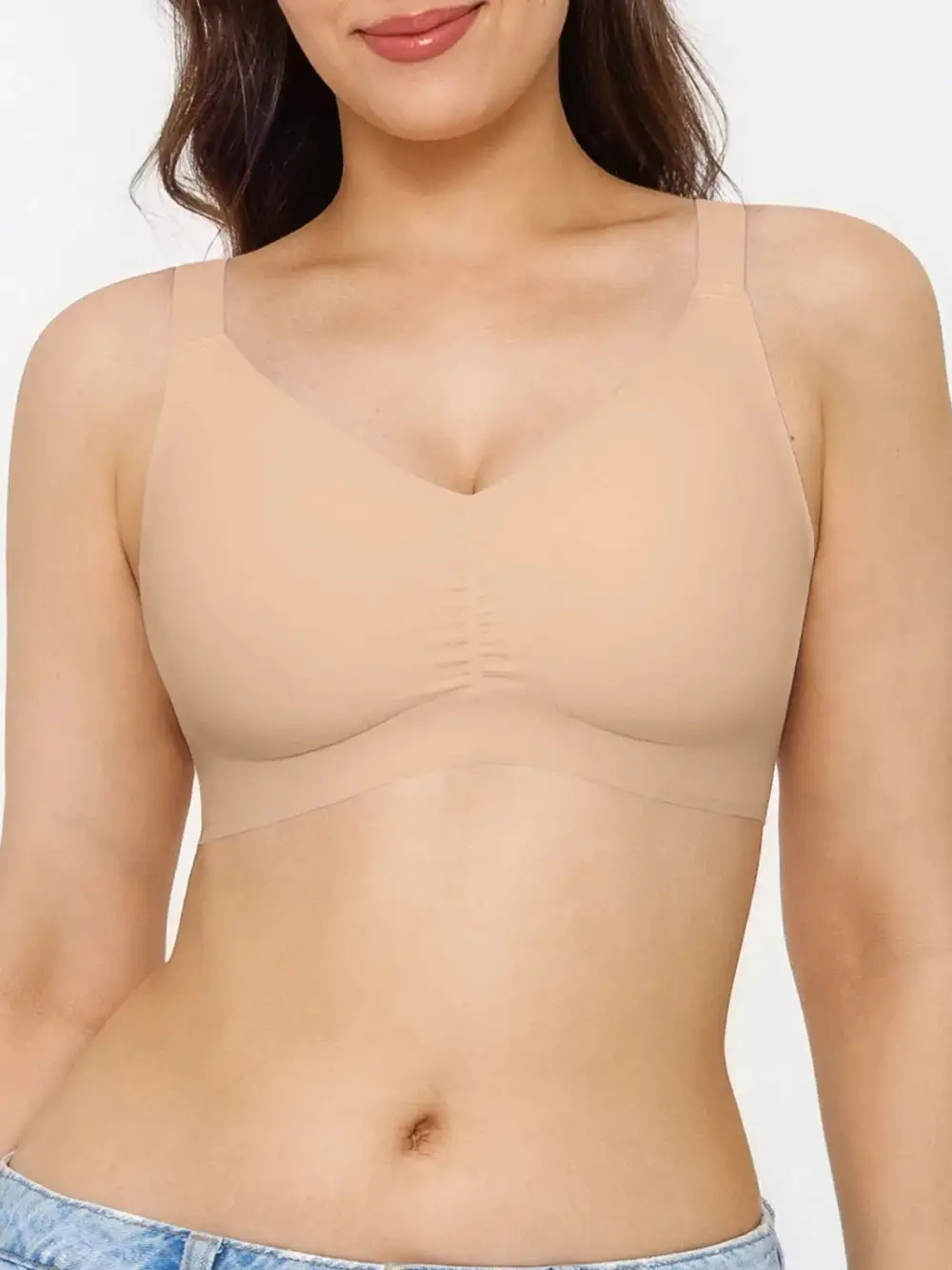 Seamless Wireless Ruched Comfort Bra