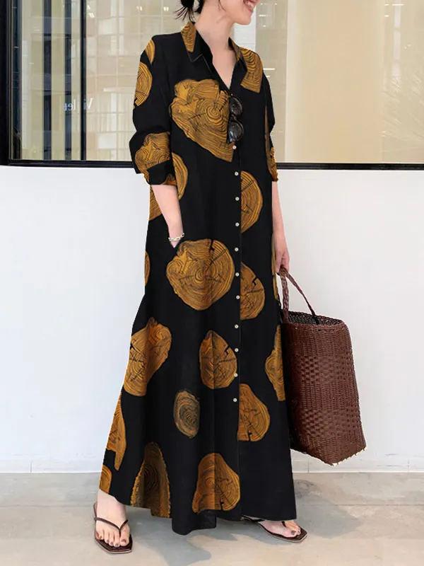 Printed Long Shirt Maxi Dress