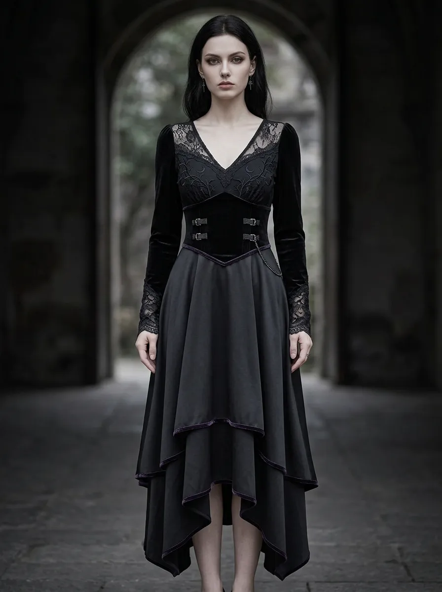 Punk Victorian Lace Velvet Collection Women's Gothic Dress