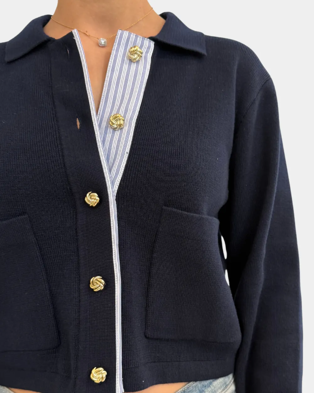 Contrast Color Cardigan