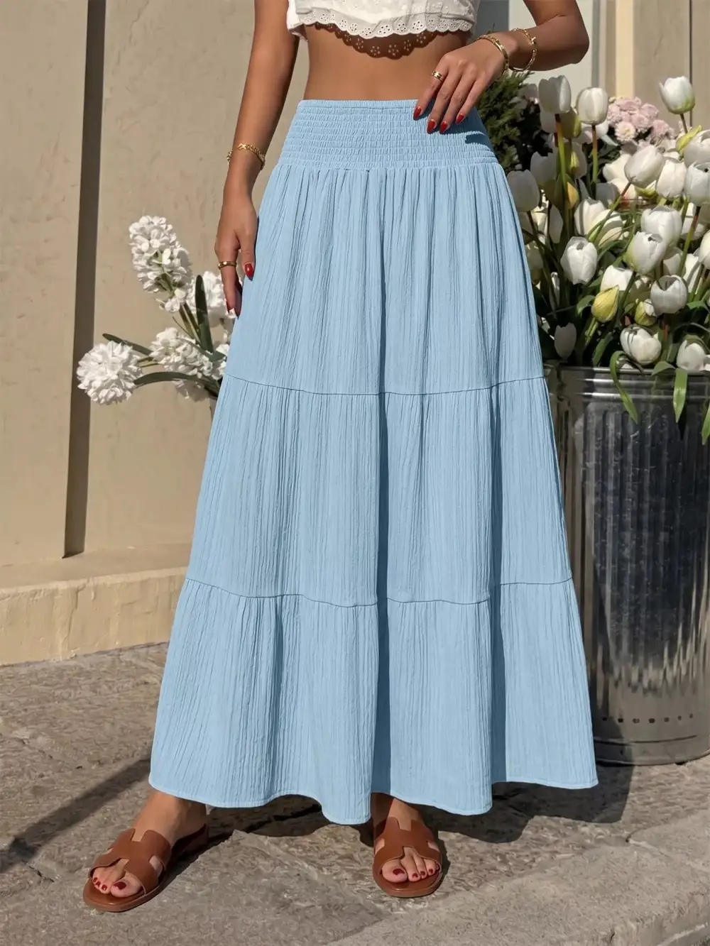 Tiered Flowy Maxi Skirt