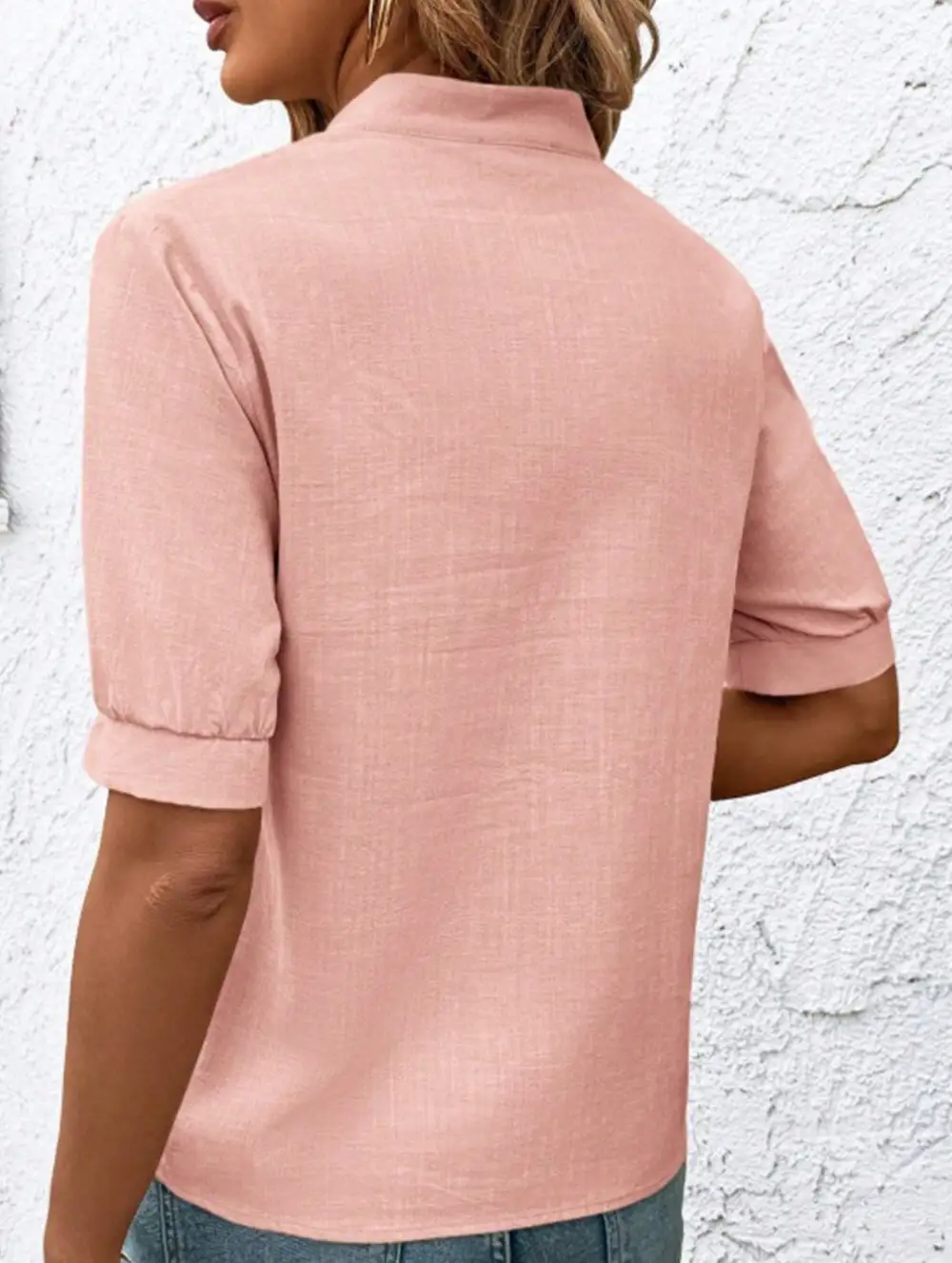 Everyday V Neck Embroidered Blouse