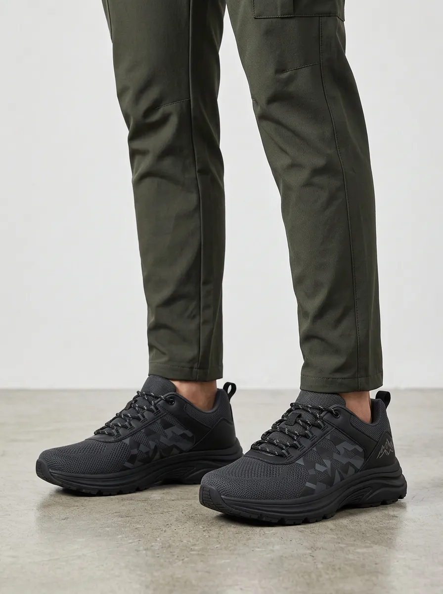 Men's Charcoal Grey Outdoor Mountain Pattern Athletic Sneakers