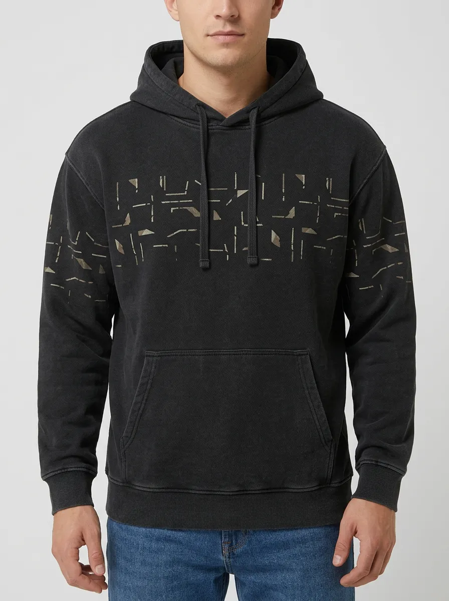 Men's Geometric Abstract Pattern Print Hoodie