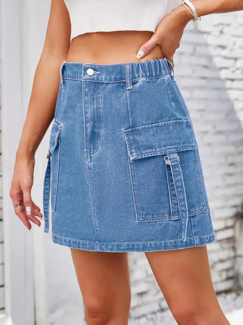 Casual Cargo Denim Moni Skirt