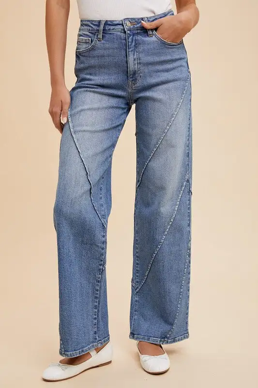 Button Front High Rise Denim Jeans