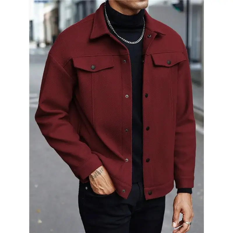 Lapel Wool-Blend Relaxed Outerwear Coat