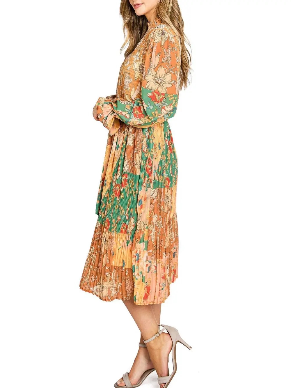 Floral Long Sleeve Midi Dress