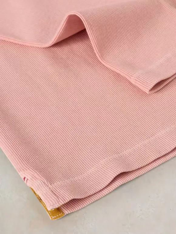Casual Style Long Sleeve Ribbed Tee