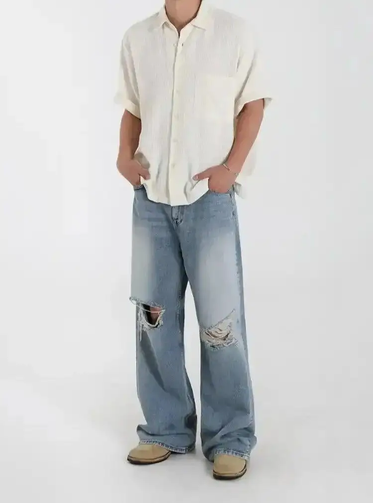 Washed Ripped Knee Jeans