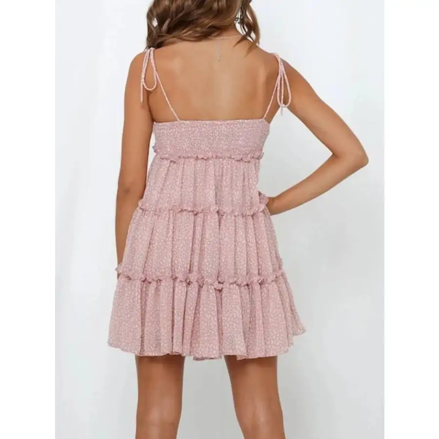Tie-Strap Tiered Mini Dress