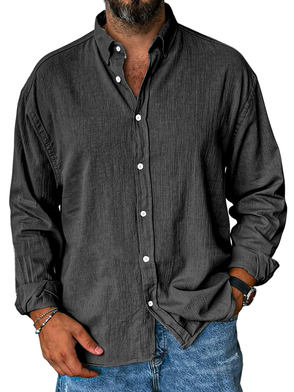 Soft Touch Long Sleeve Open Collar Shirt