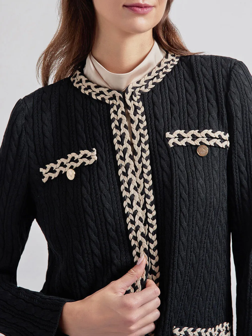 Contrast Colored Medium Length Jacket
