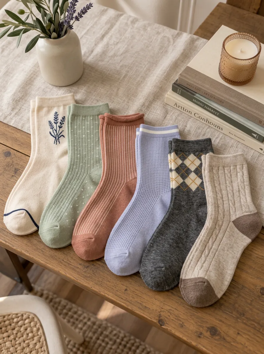 Women's Vintage Floral Polka Dot Argyle Printed 6-Pack Socks