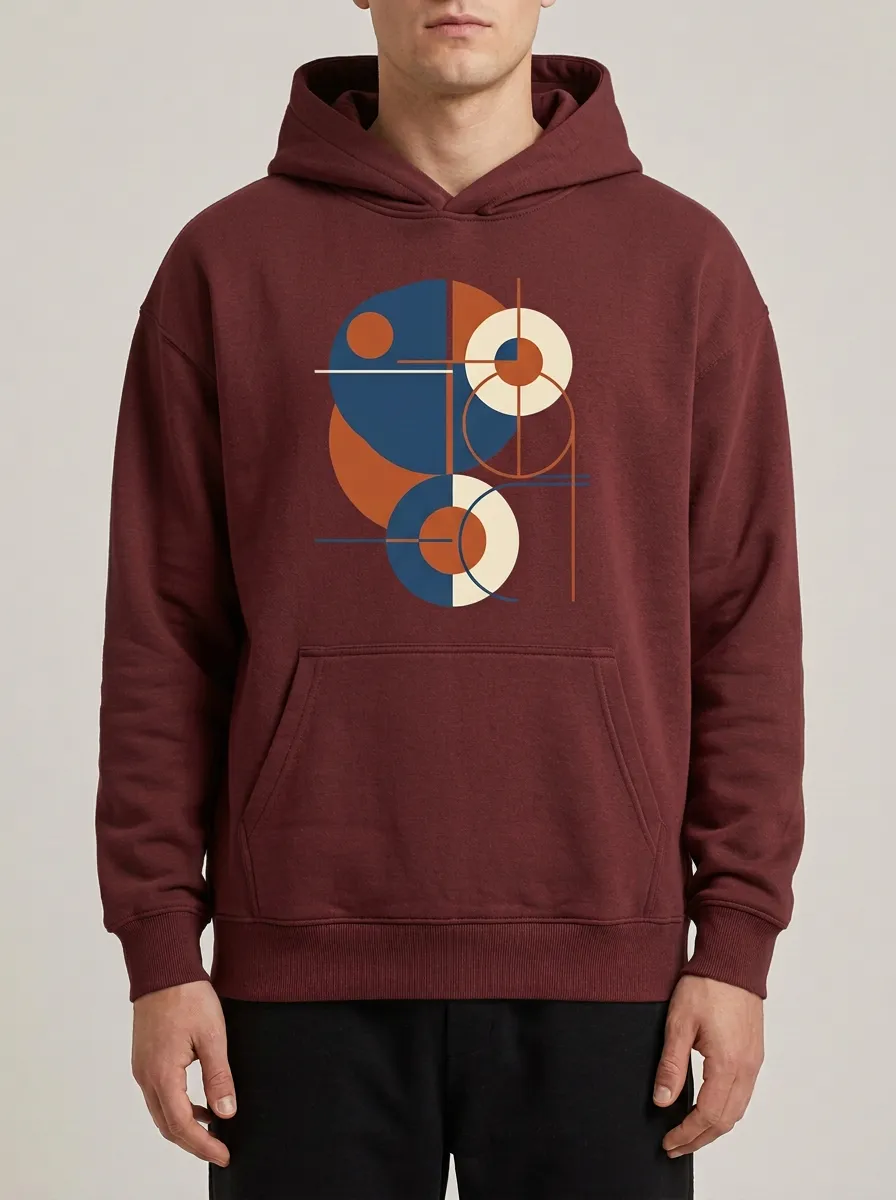 Men's Geometric Abstract Print Pocket Front Hoodie