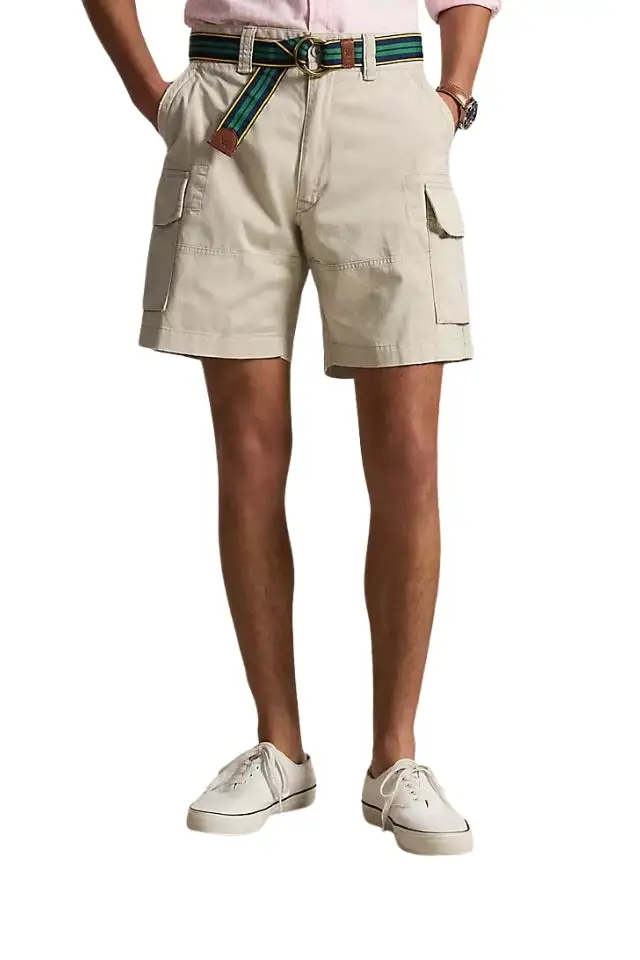 Relaxed Fit Flat Front Cargo Shorts