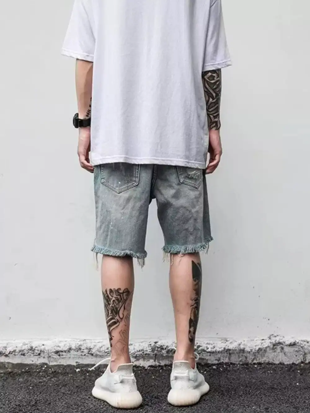 Men's Full Size Distressed Denim Shorts Plus Size
