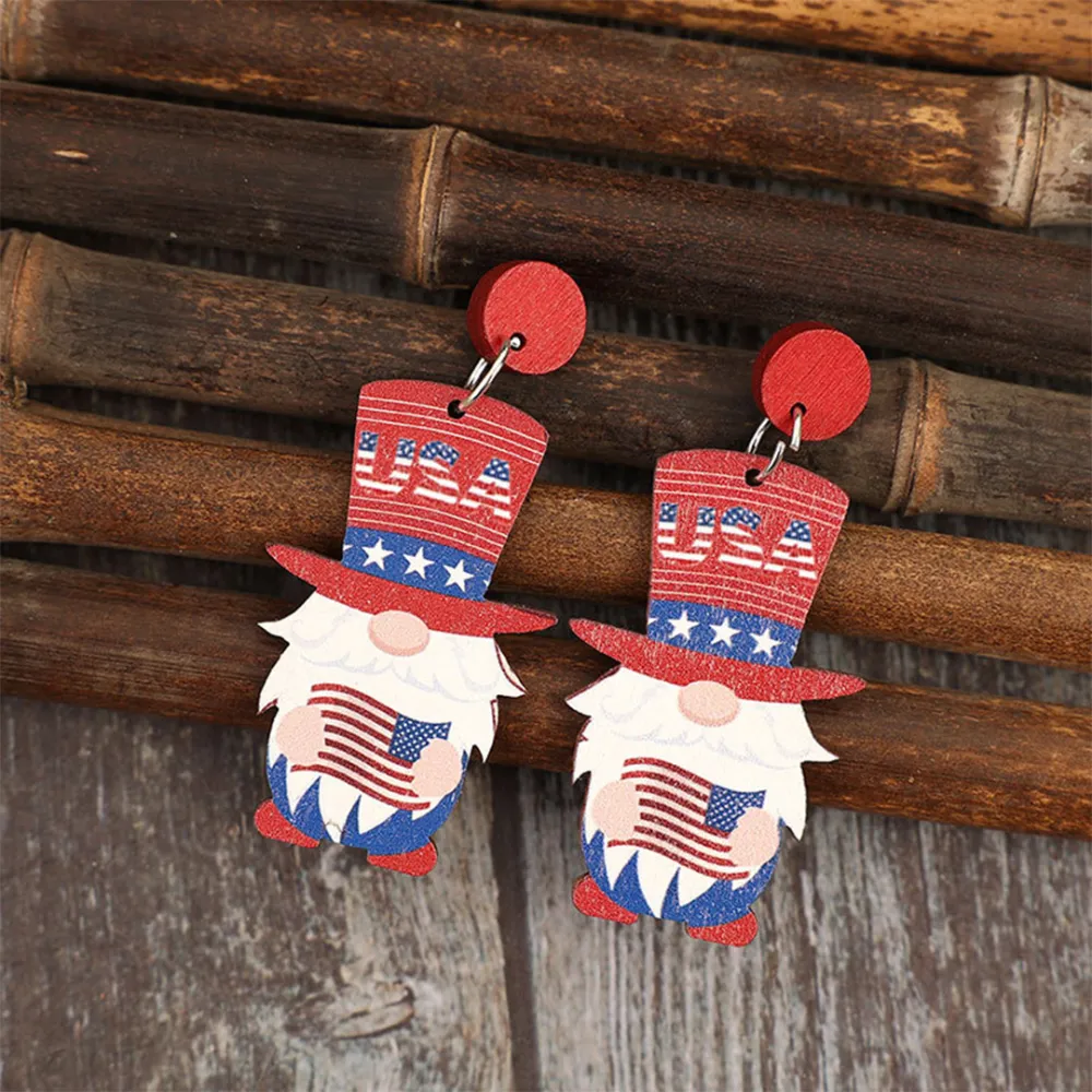 Wooden Gnome Shape Drop Earrings