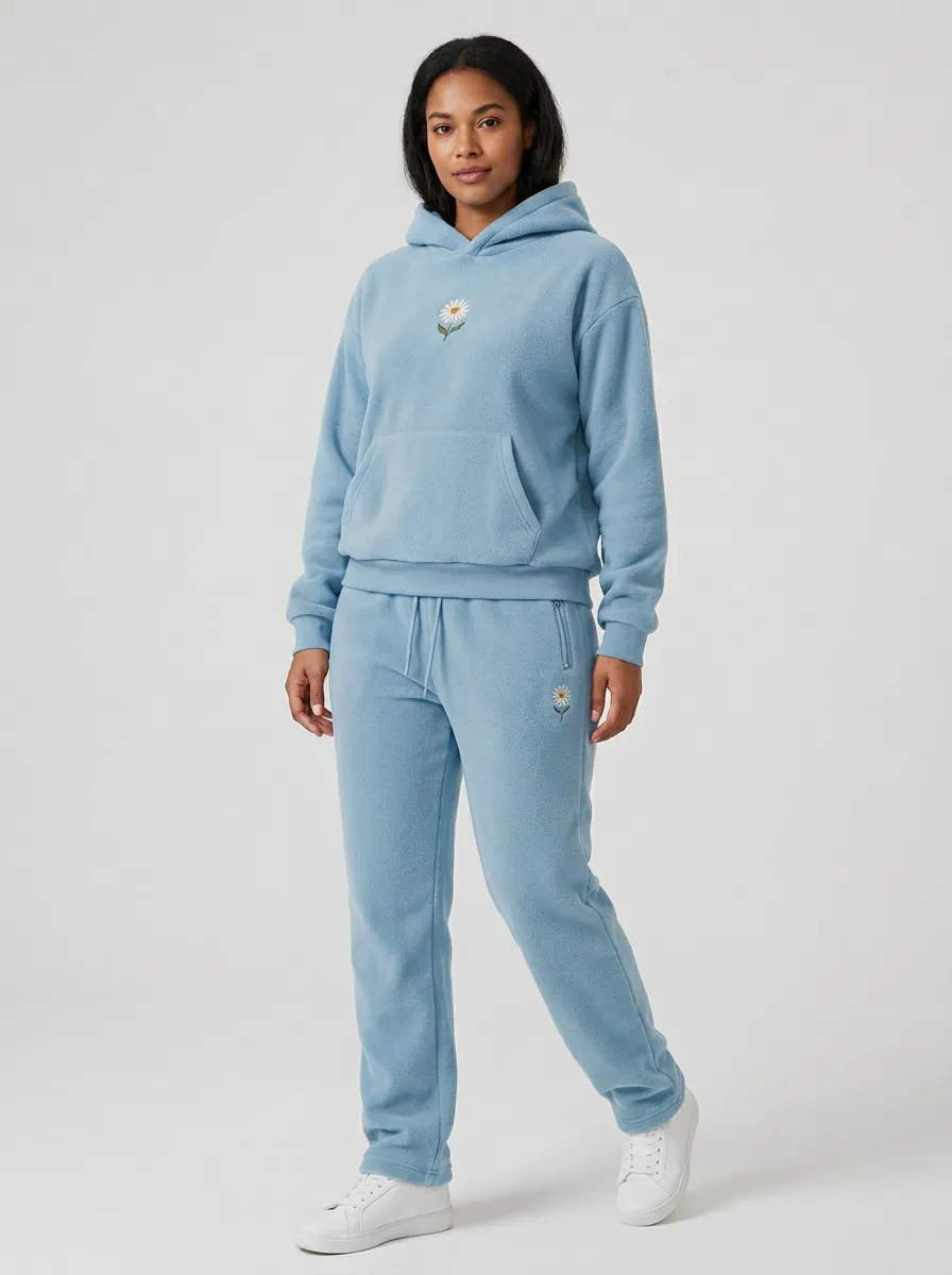 Women's Embroidered Daisy Hoodie And Jogger Set