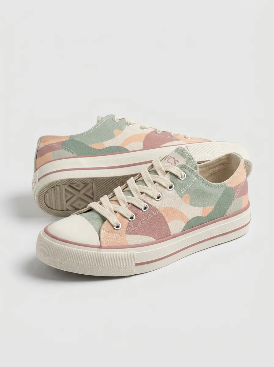 Women's Pastel Camouflage Pattern Printed Canvas Shoes