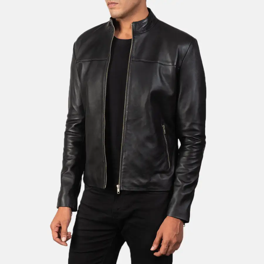 Men's Classic Rugged Biker Leather Jacket