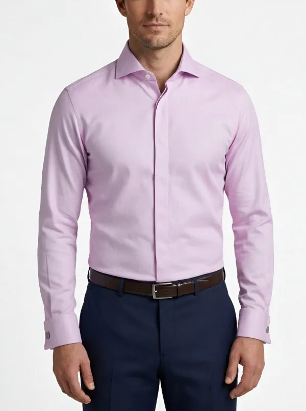 Men's Light Blue Spread Collar Dress Shirt