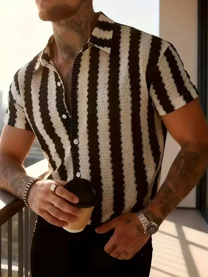 Striped Short Sleeve Casual Shirt