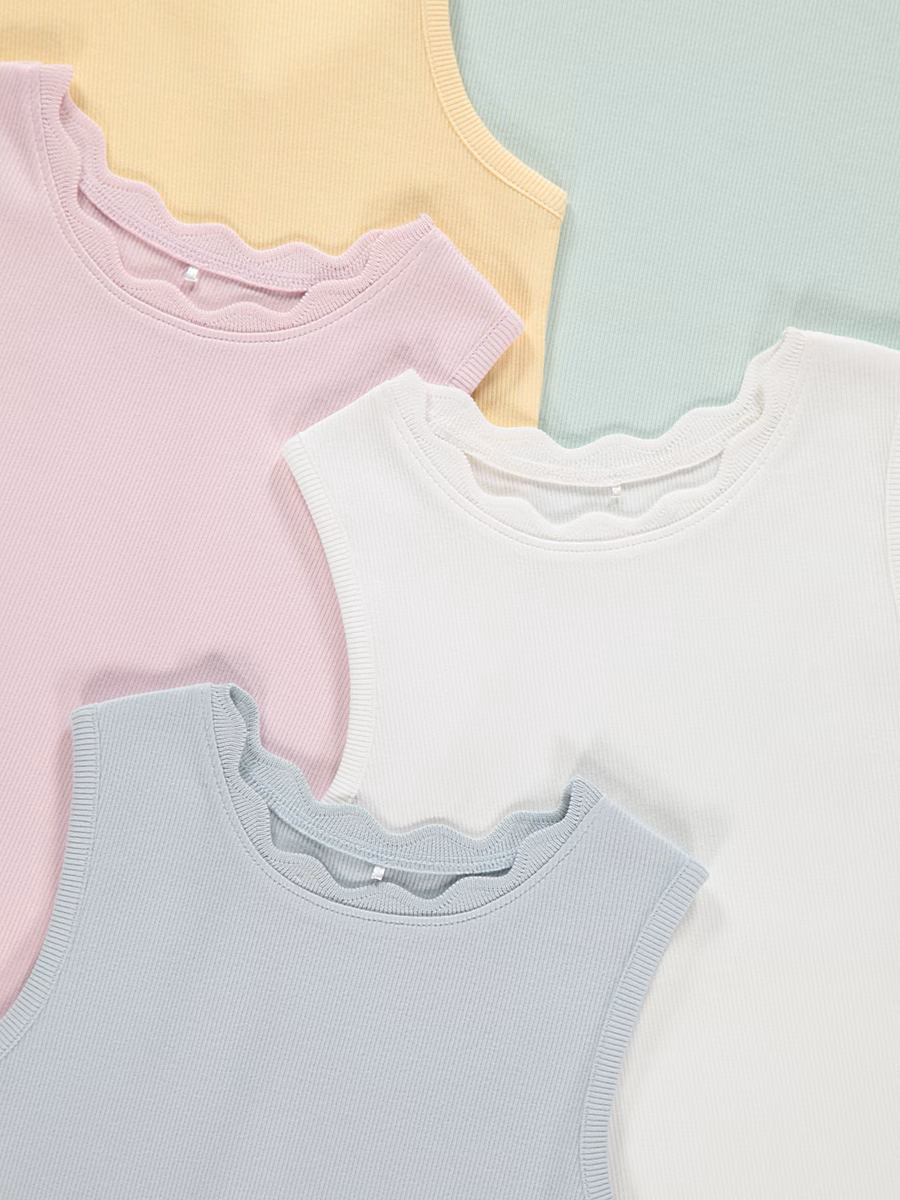 Pastel Ribbed Scalloped Edge Vest 5 Pack detail 1