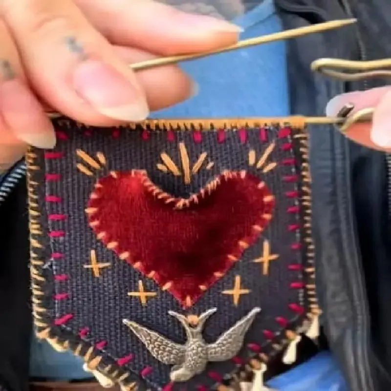 Mini Heart Hand Embroidery Creative Brooch