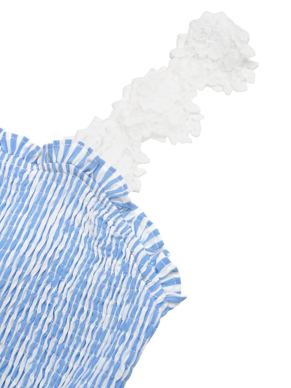 Striped Lace Smocked Midi Dress