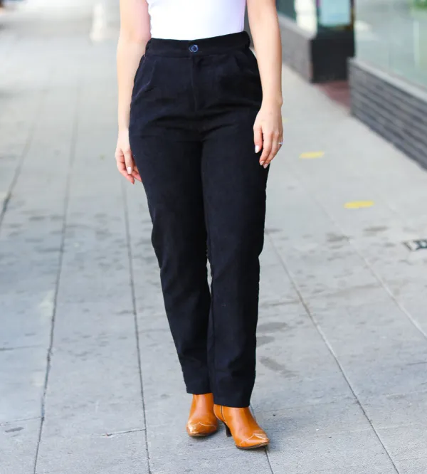 Corduroy High Rise Tapered Leg Pants