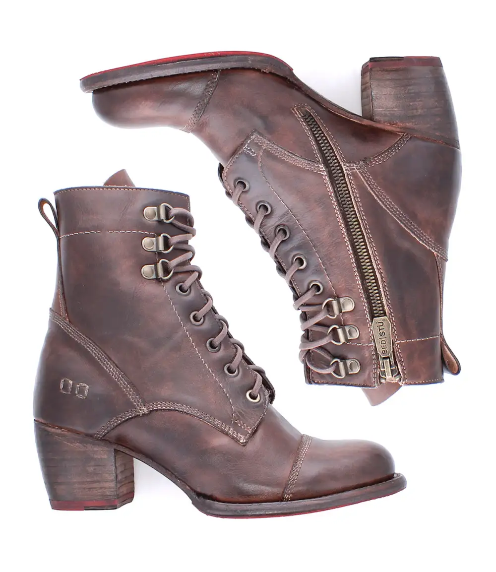 Cap-Toe Side-Zip Lace-Up Boots