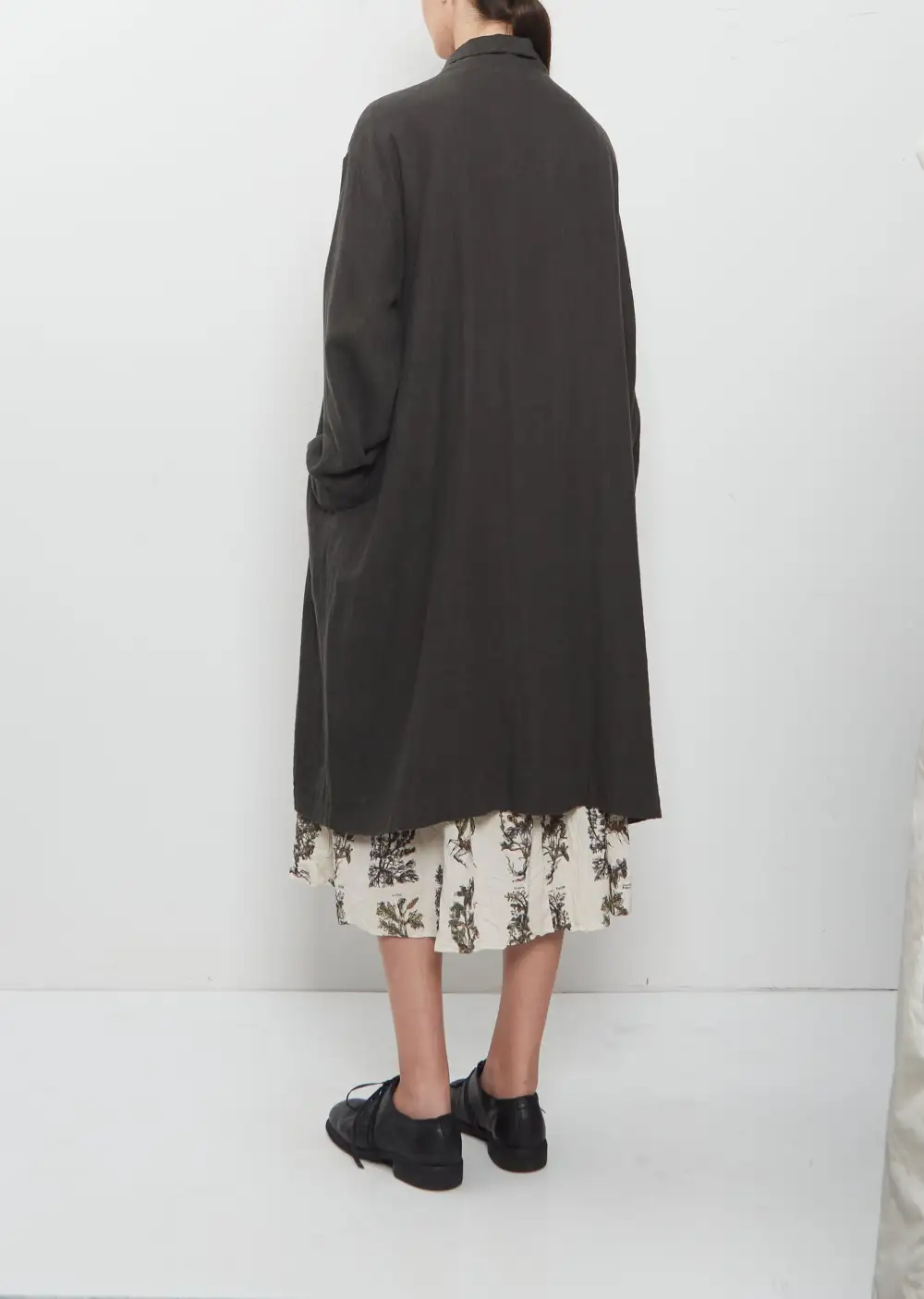 Women's Shawl Collar Canvas Longline Coat
