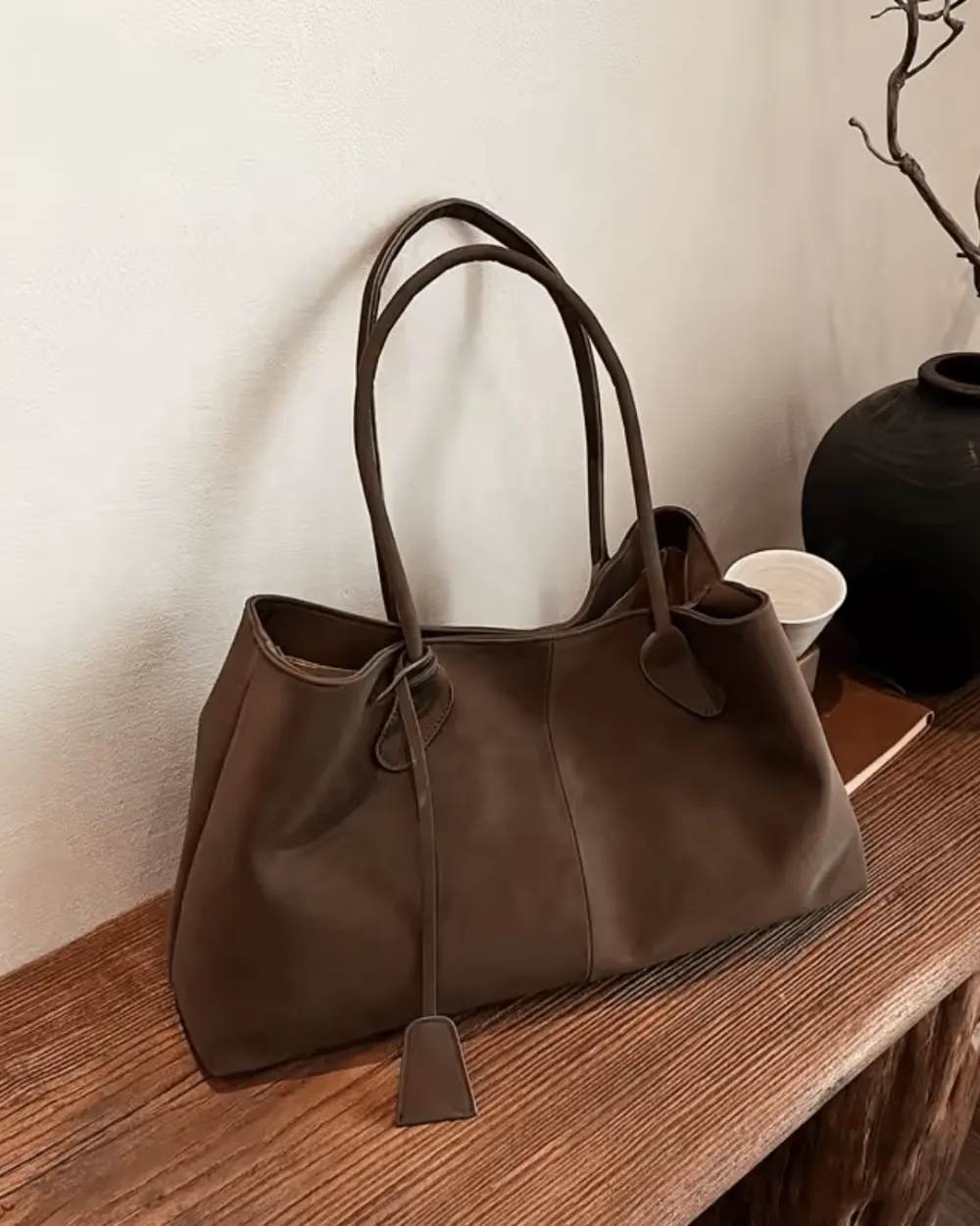 Panel Front Straw Tote Bag