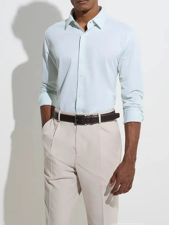 Man's Formals Mint Solid Skinny Shirt
