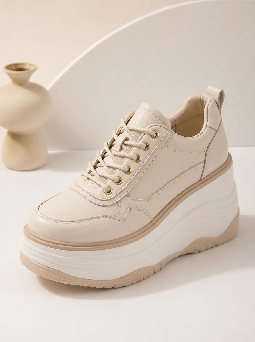 Modern Lace-Detail Women's Chunky Platform Shoes