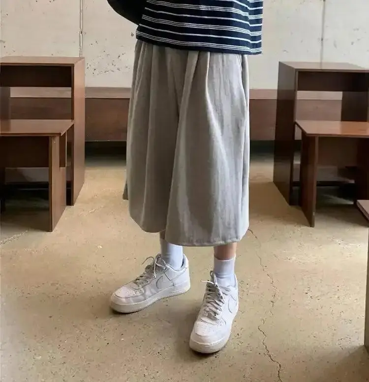 Draped Pleated Mid-Length Shorts
