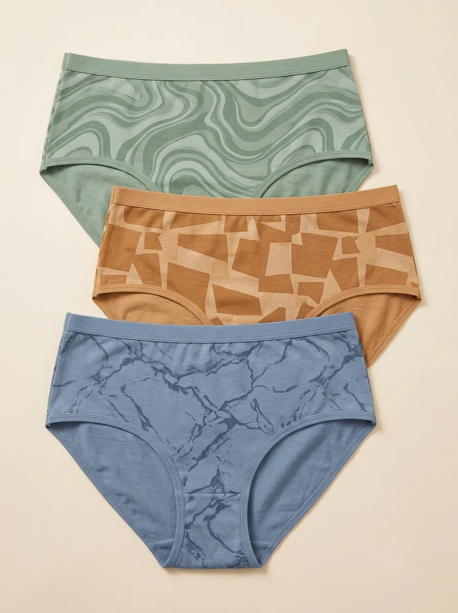 Women's Abstract Geometric Marble Three-Pack Panties