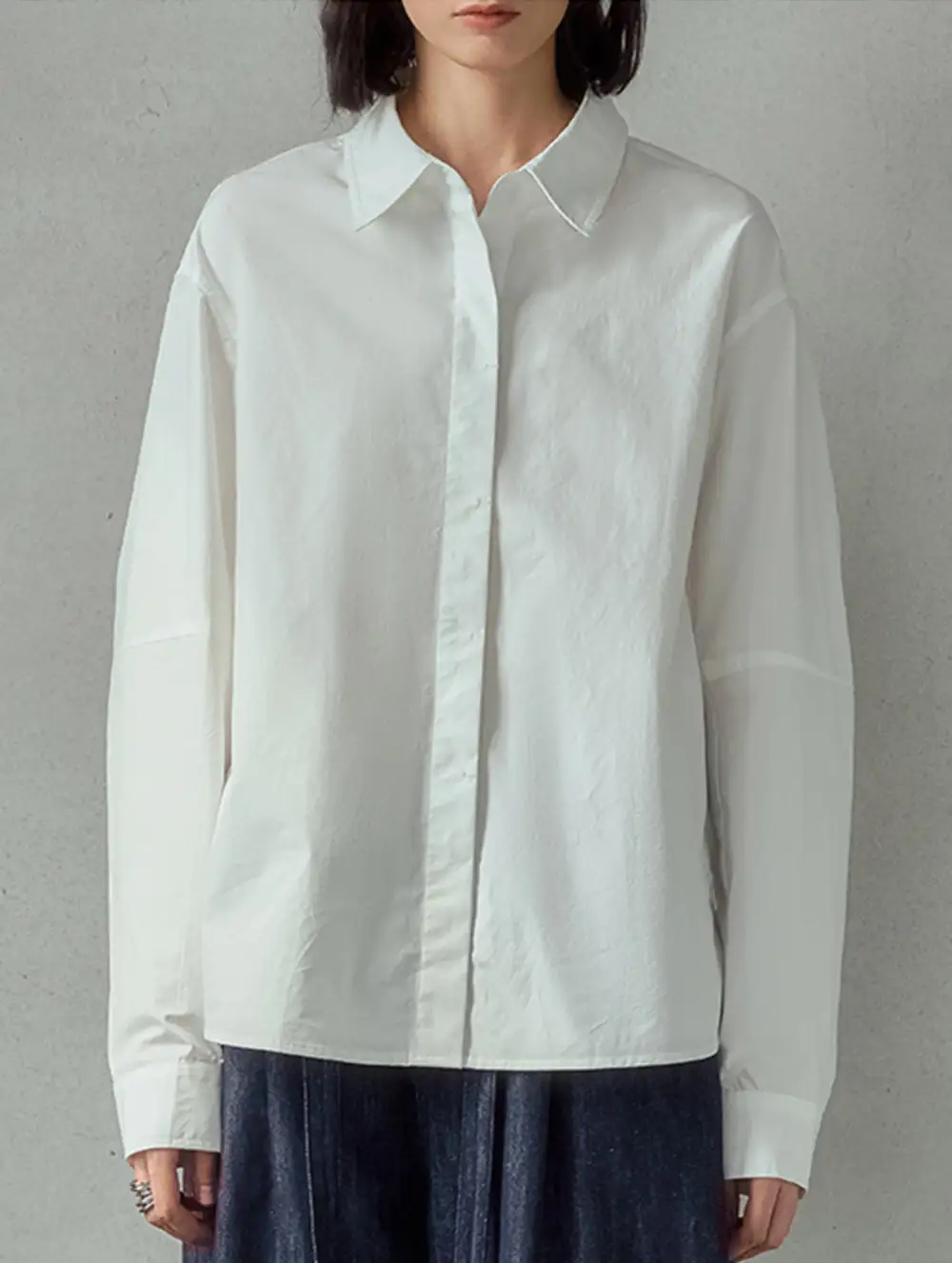 Cotton Lapel Long Sleeve Minimalist Top