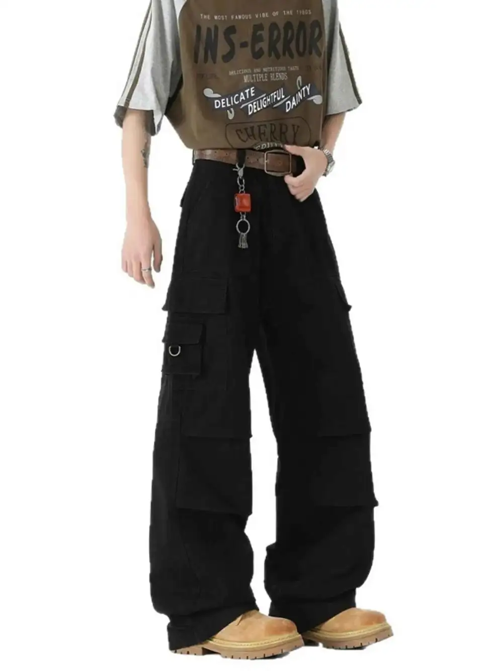 Wide Leg Cargo Pants with Ruched Detail