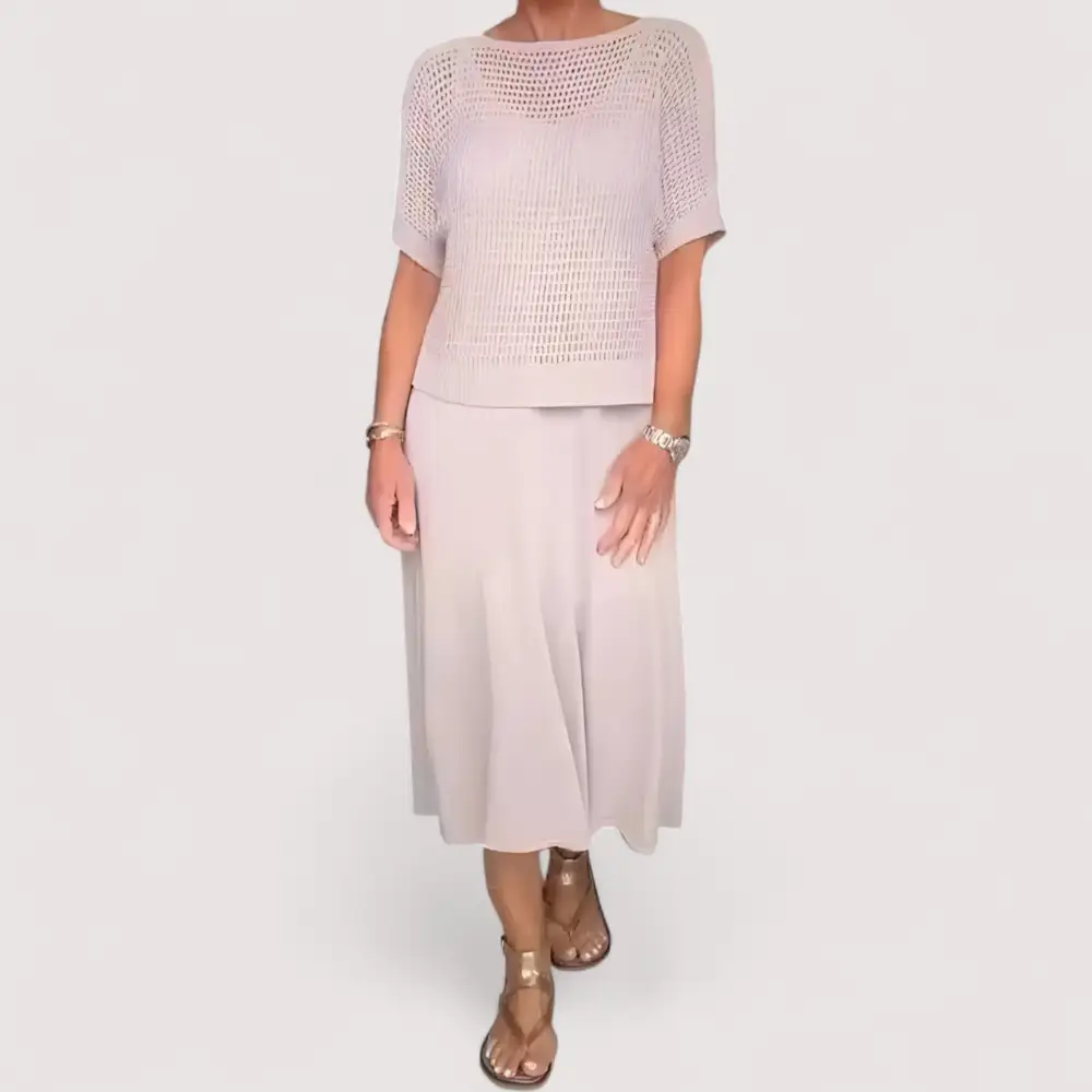 Knit Detail Flowing Casual Dress