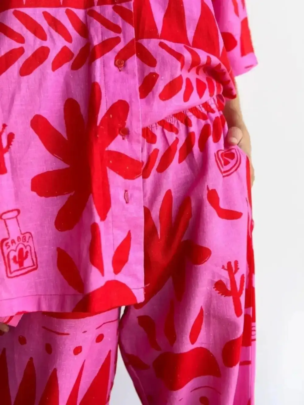 Easygoing Button Front Printed Jumpsuit
